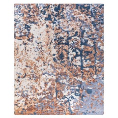 Contemporary Modern Hand Knotted Abstract Silk & Wool Ivory Area Rug  8'2"x10'1"