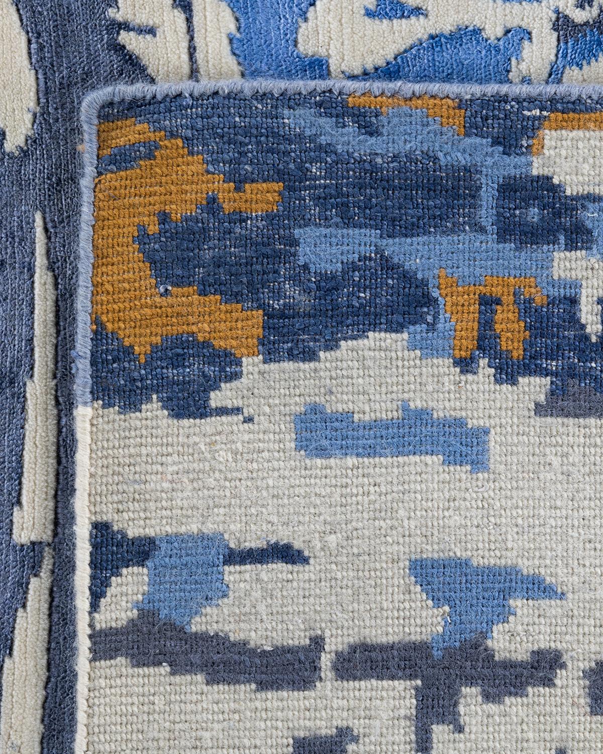 Tappeto contemporaneo moderno annodato a mano in seta e lana avorio 9'2
