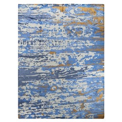 Contemporary Modern Hand Knotted Abstract Silk & Wool Ivory Area Rug 9'2" x12'3"