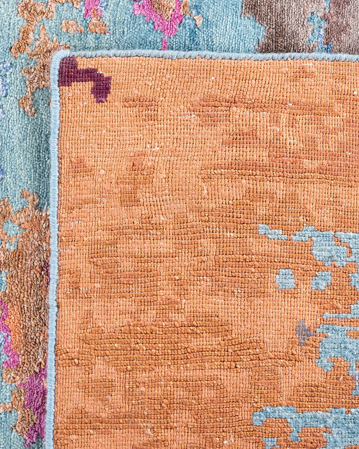 Contemporary Modern Hand Knotted Abstract Silk & Wool Pink Area Rug 9'2