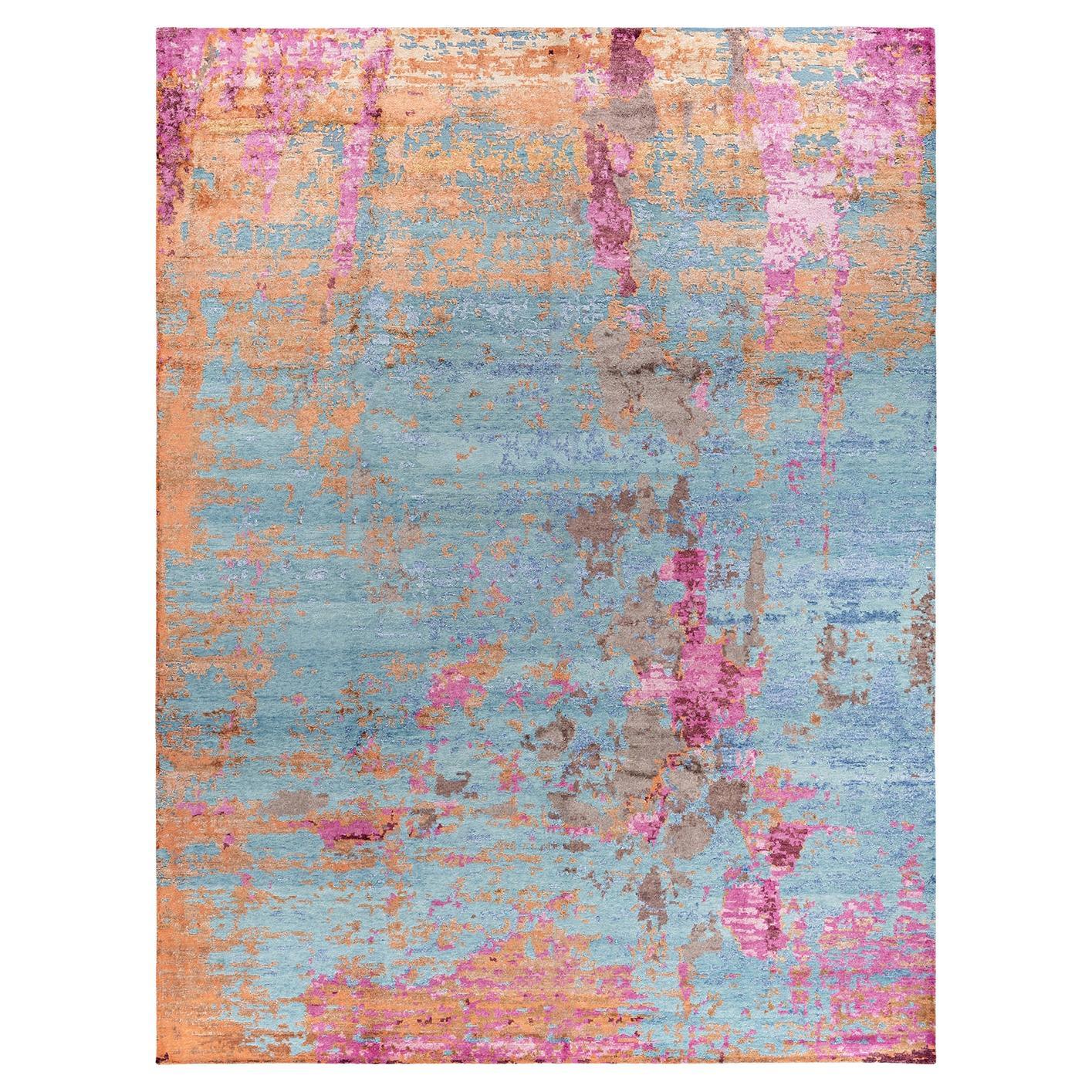Contemporary Modern Hand Knotted Abstract Silk & Wool Pink Area Rug 9'2" x 12'1"
