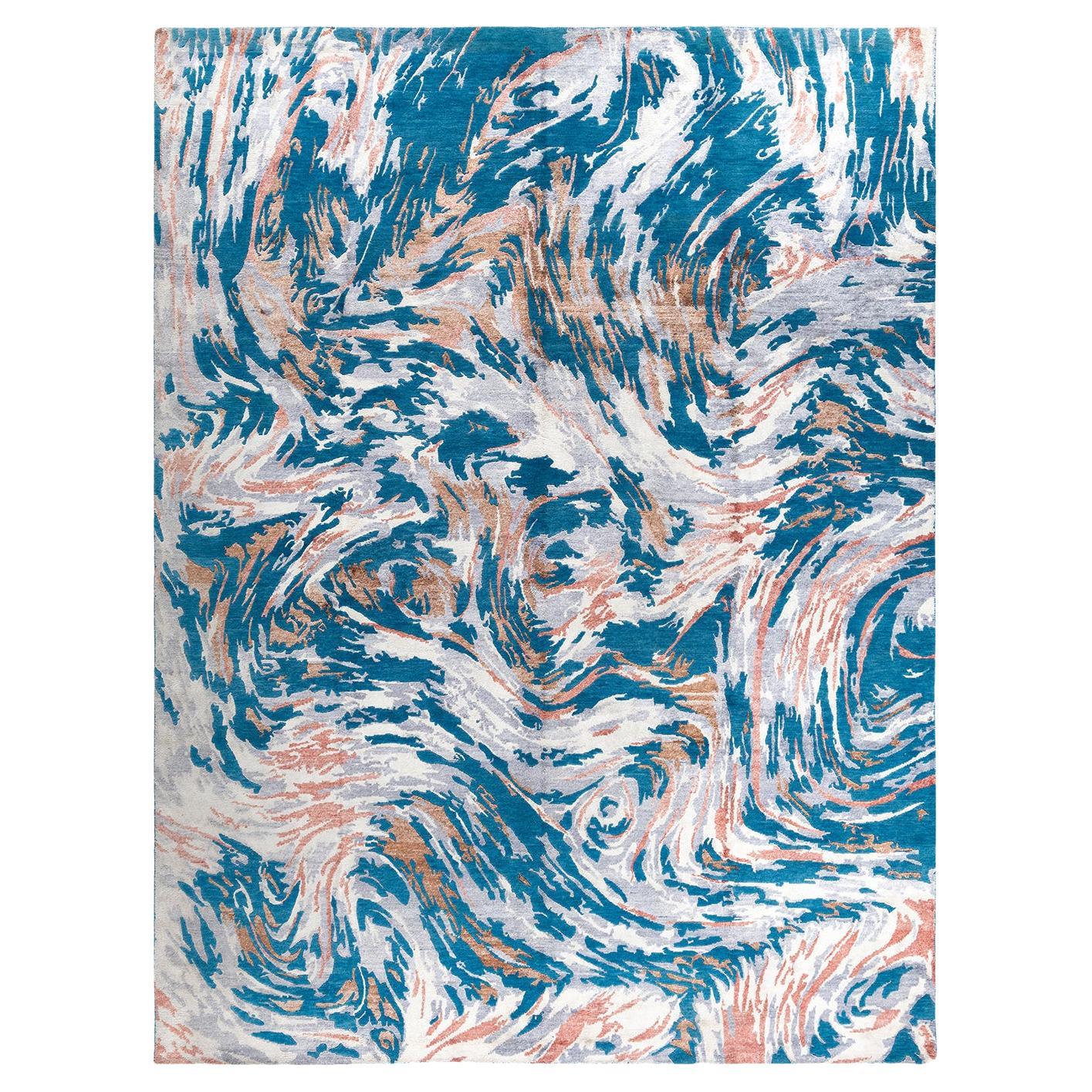 Contemporary Modern Hand Knotted Abstract Silk & Wool Pink Area Rug 9'2" x 12'3"