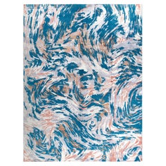Contemporary Modern Hand Knotted Abstract Silk & Wool Pink Area Rug 9'2" x 12'3"