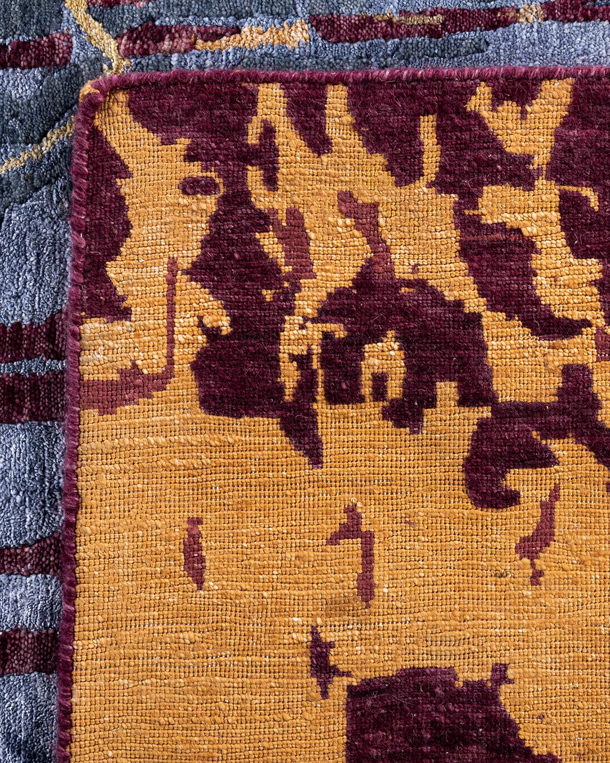 Contemporary Modern Hand Knotted Abstract Silk & Wool Pink Area Rug 9'3