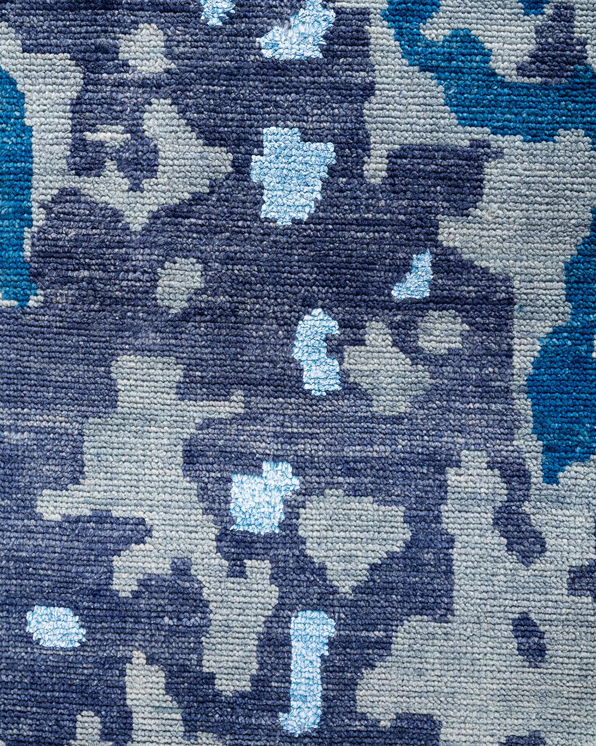 Contemporary Modern Hand Knotted Abstract Silk & Wool Sand Area Rug 8'10 