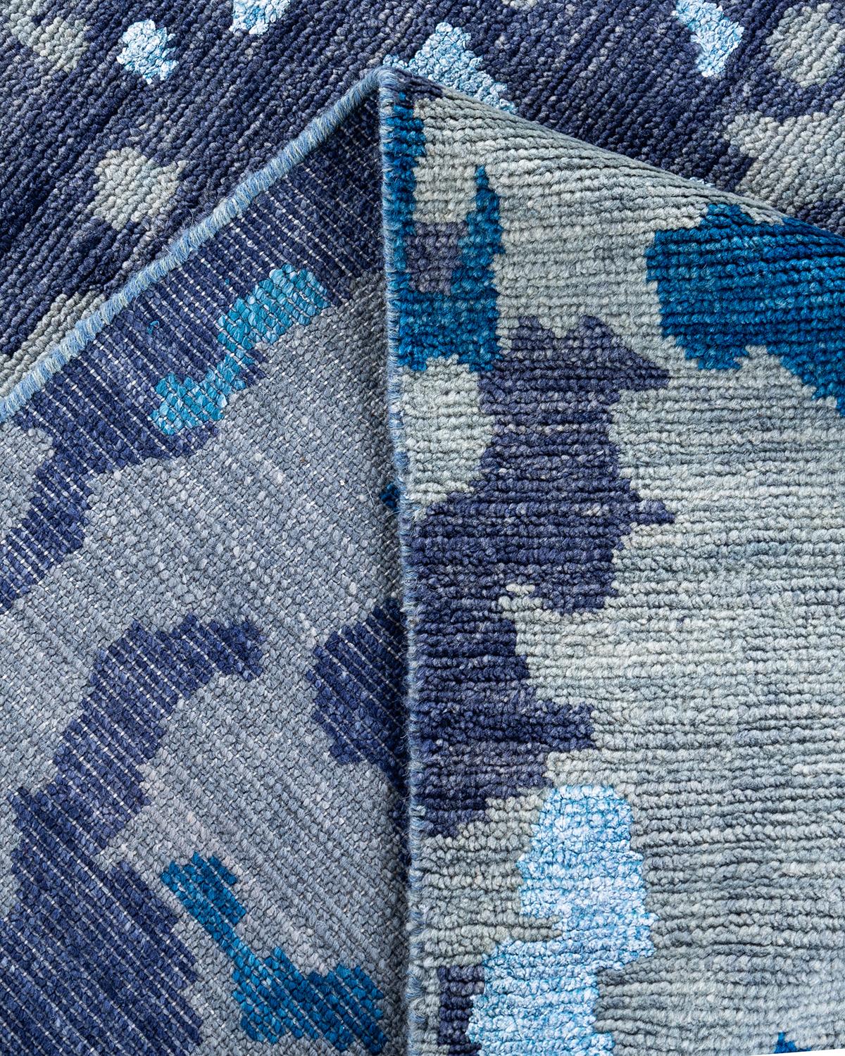Contemporary Modern Hand Knotted Abstract Silk & Wool Sand Area Rug 8'10 