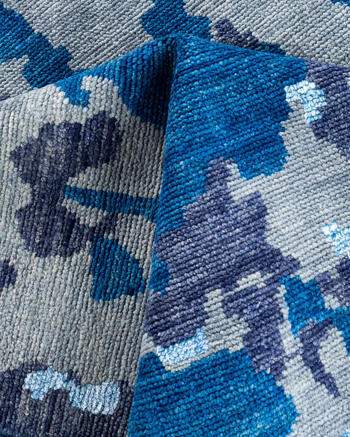 Contemporary Modern Hand Knotted Abstract Silk & Wool Sand Area Rug 8'10 