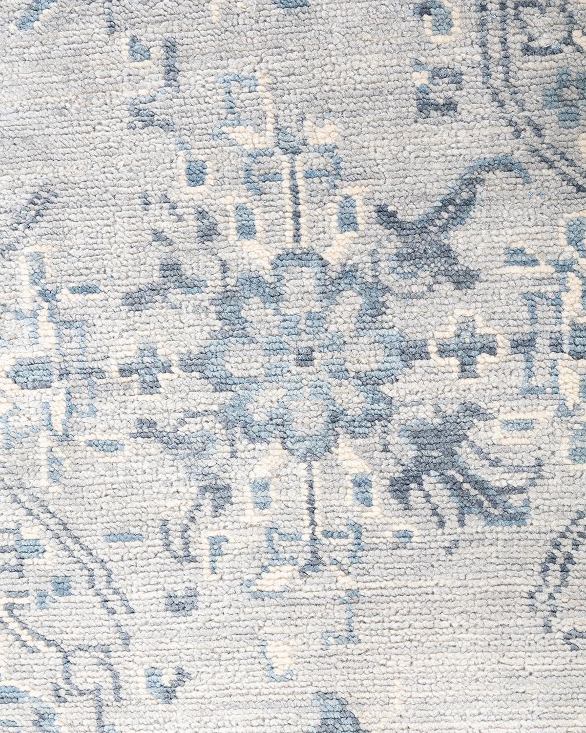 Contemporary Modern Hand Knotted Abstract Wool Gray Area Rug 7' 10