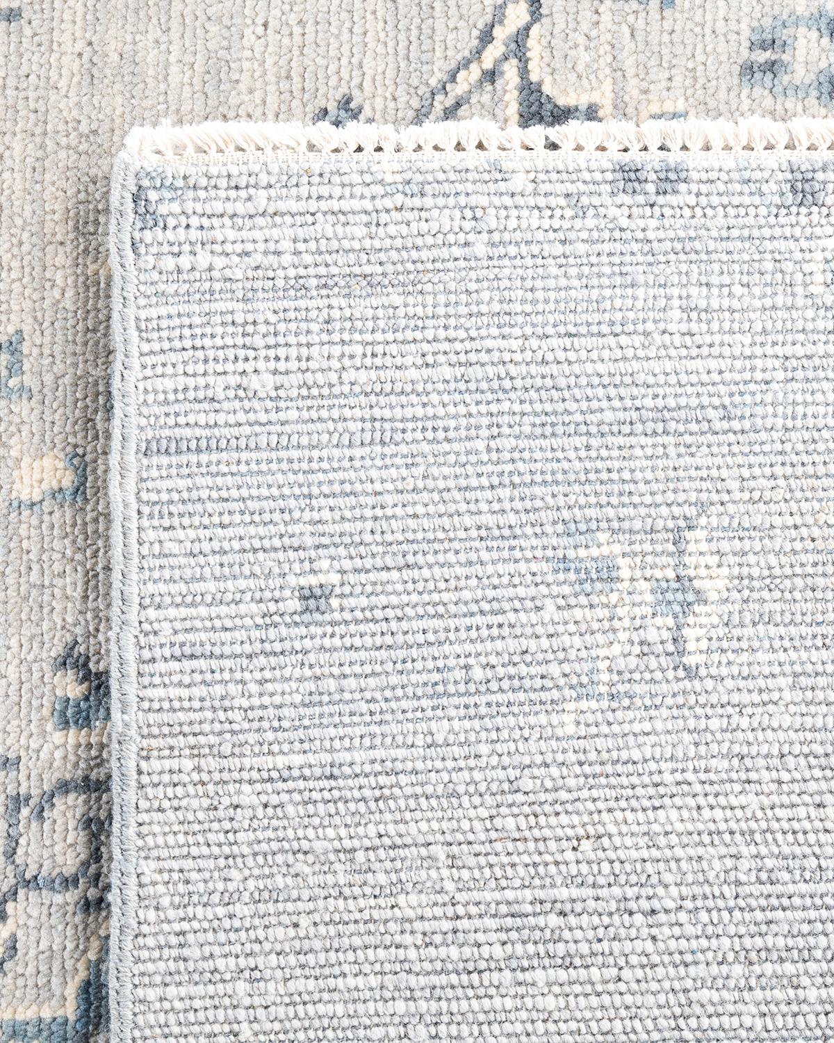 Contemporary Modern Hand Knotted Abstract Wool Gray Area Rug 7' 10
