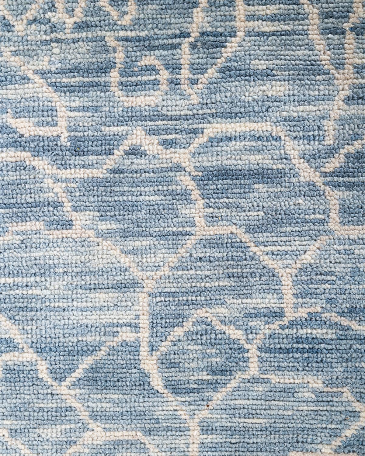 Contemporary Modern Hand Knotted Abstract Wool Gray Area Rug 7' 10