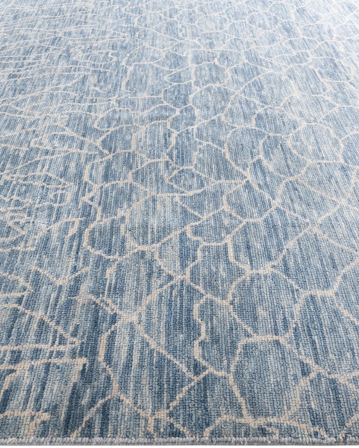Contemporary Modern Hand Knotted Abstract Wool Gray Area Rug 7' 10