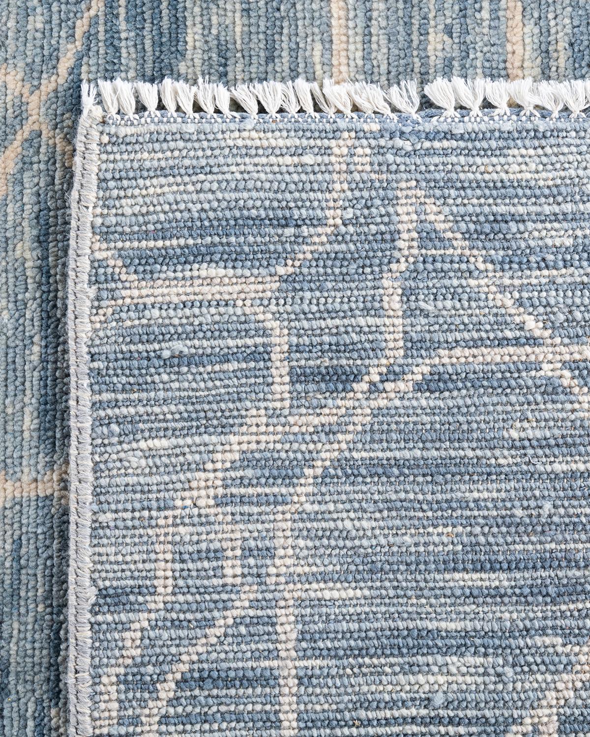Contemporary Modern Hand Knotted Abstract Wool Gray Area Rug 7' 10