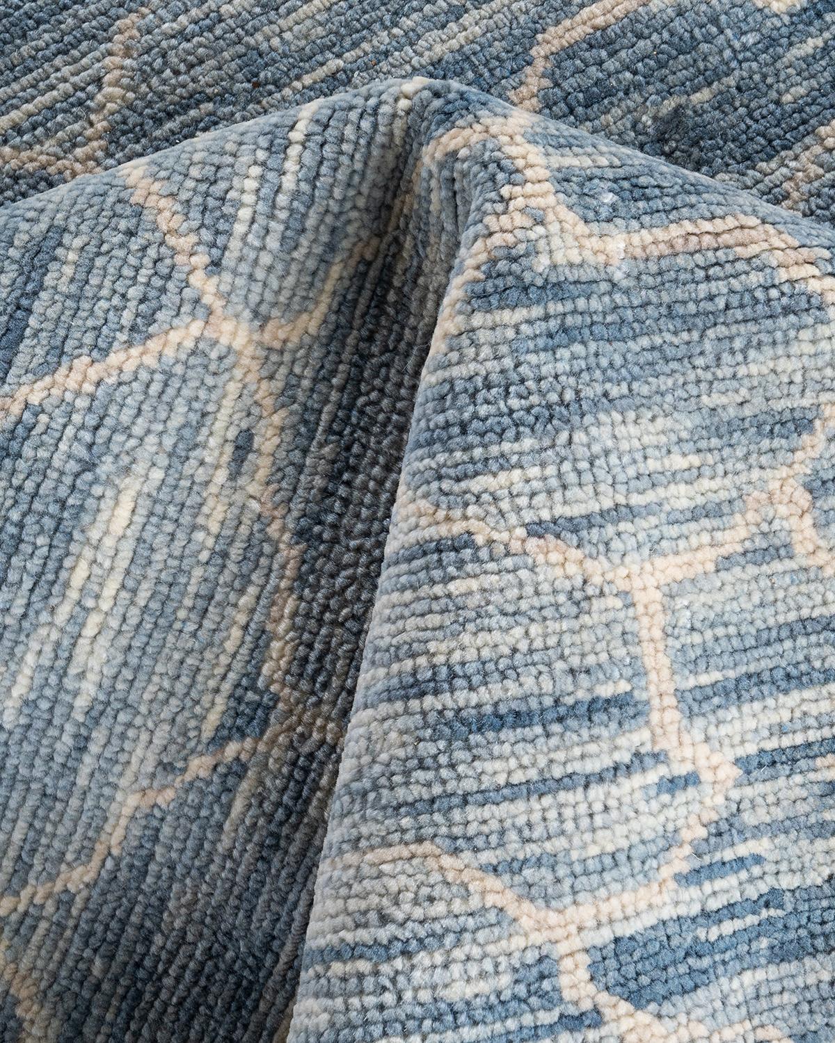 Contemporary Modern Hand Knotted Abstract Wool Gray Area Rug 7' 10