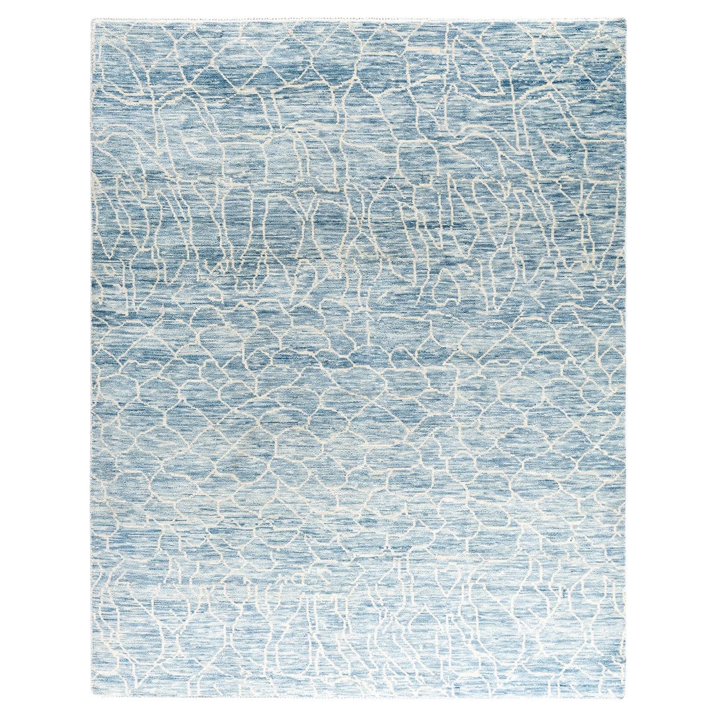Contemporary Modern Hand Knoted Abstract Wool Gray Area Rugs 7' 10" x 9' 9"