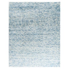 Contemporary Modern Hand Knotted Abstract Wool Gray Area Rug 7' 10" x 9' 9"