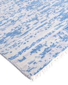 Contemporary Modern Hand Knotted Abstract Wool Gray Area Rug 8' 1" x 10' 1"