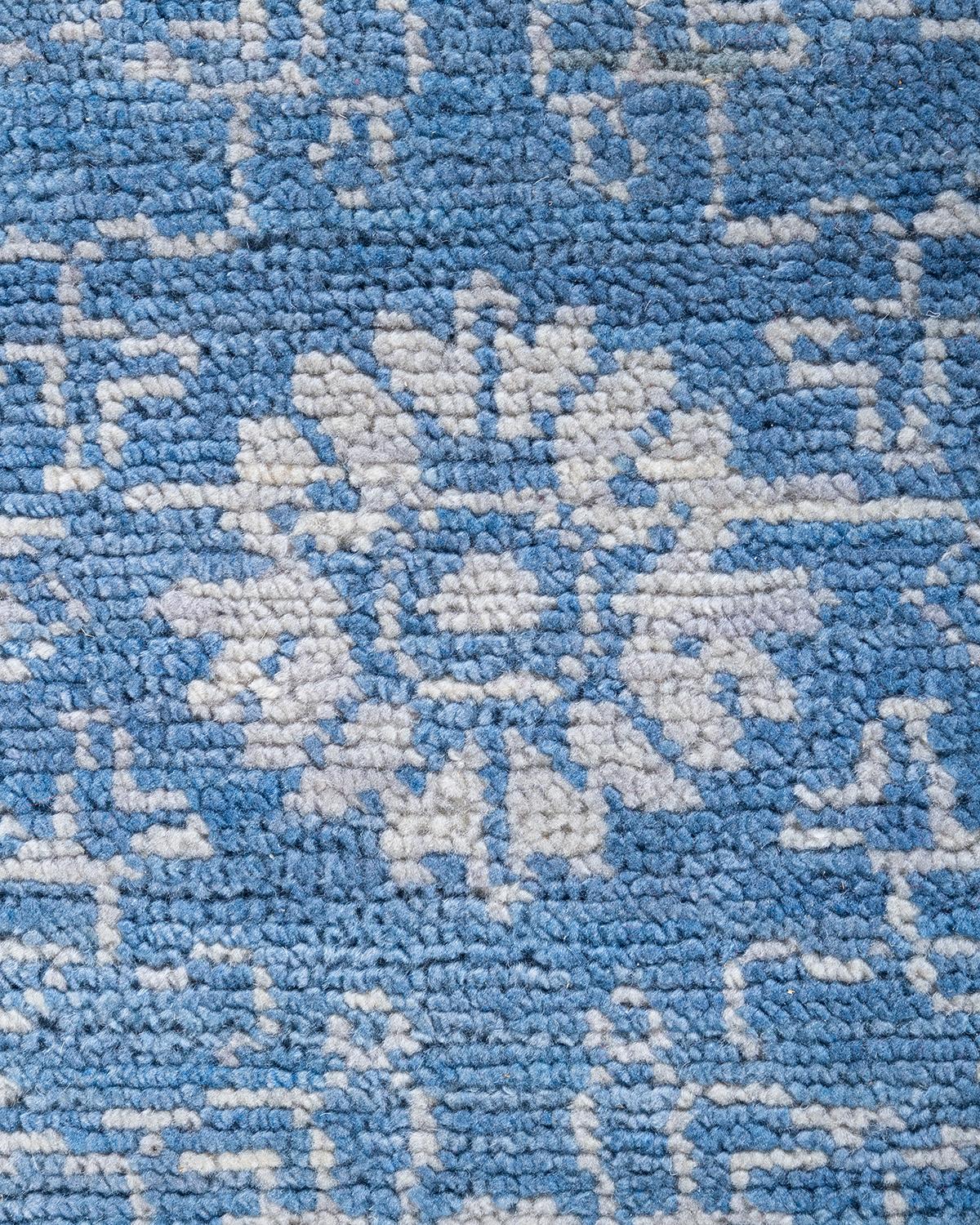 Contemporary Modern Hand Knotted Abstract Wool Gray Area Rug 8' 1