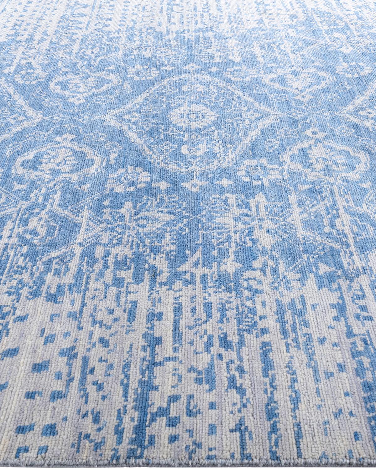 Contemporary Modern Hand Knotted Abstract Wool Gray Area Rug 8' 1
