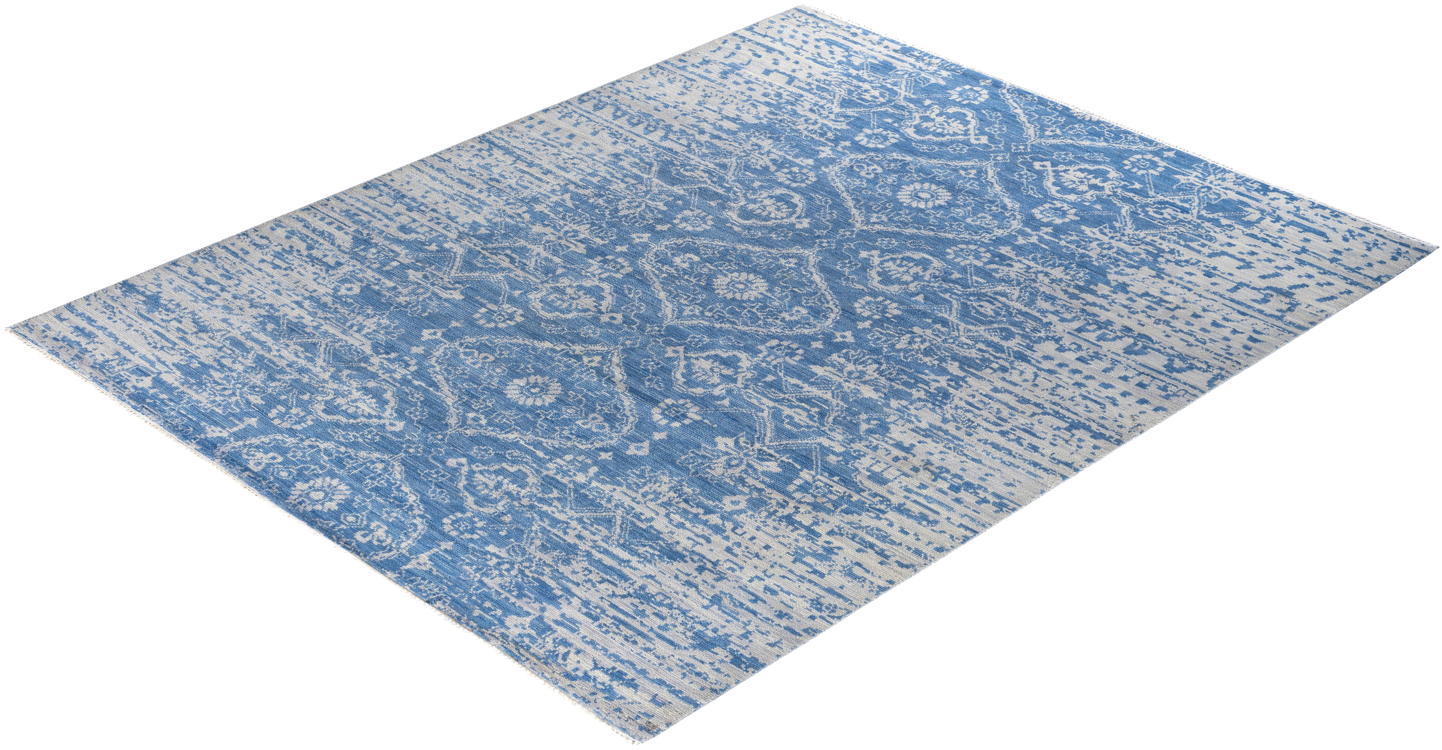 Contemporary Modern Hand Knotted Abstract Wool Gray Area Rug 8' 1