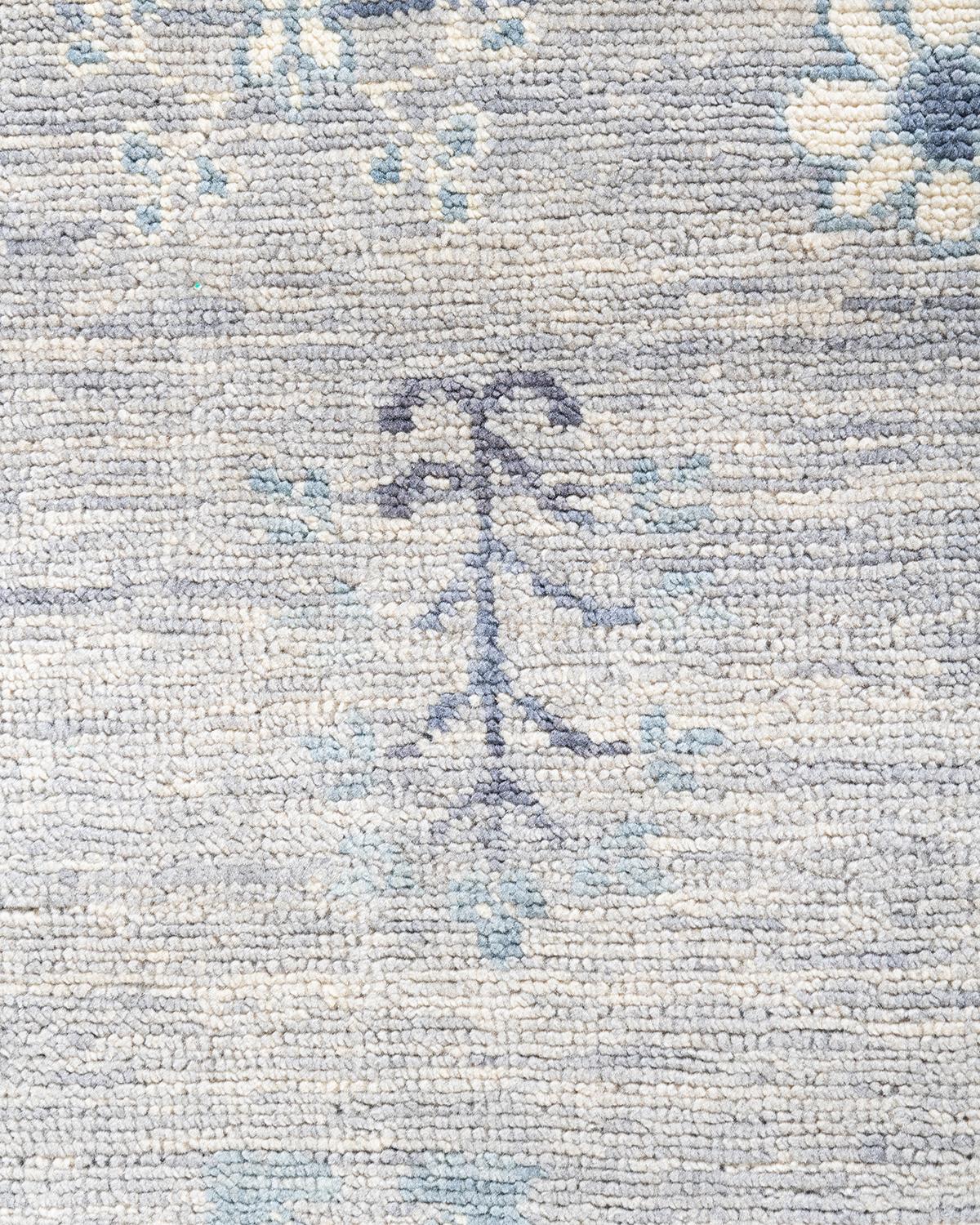 Indiano Contemporary Modern Hand Knoted Abstract Wool Gray Area Rugs 8' 1