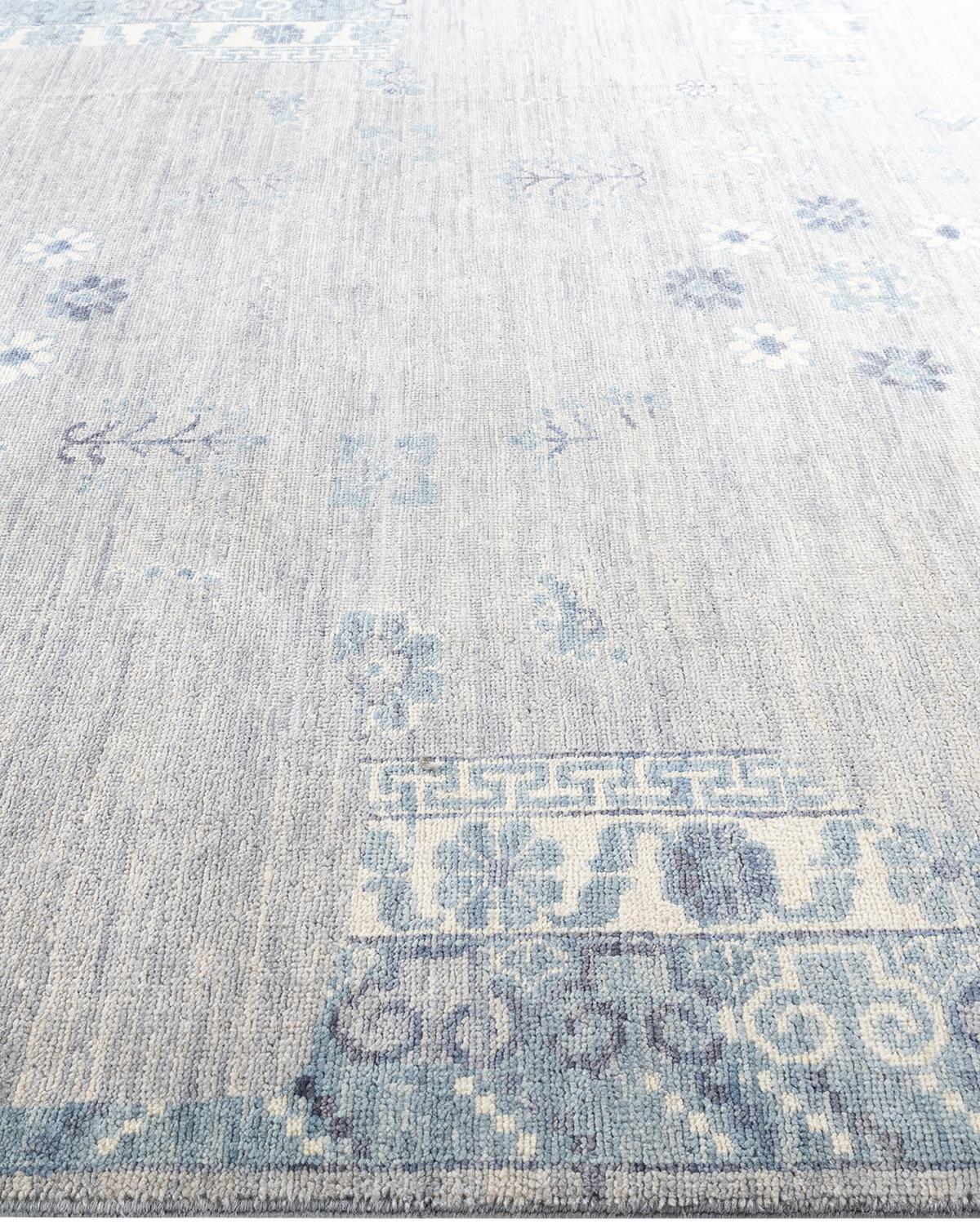 Annodato a mano Contemporary Modern Hand Knoted Abstract Wool Gray Area Rugs 8' 1