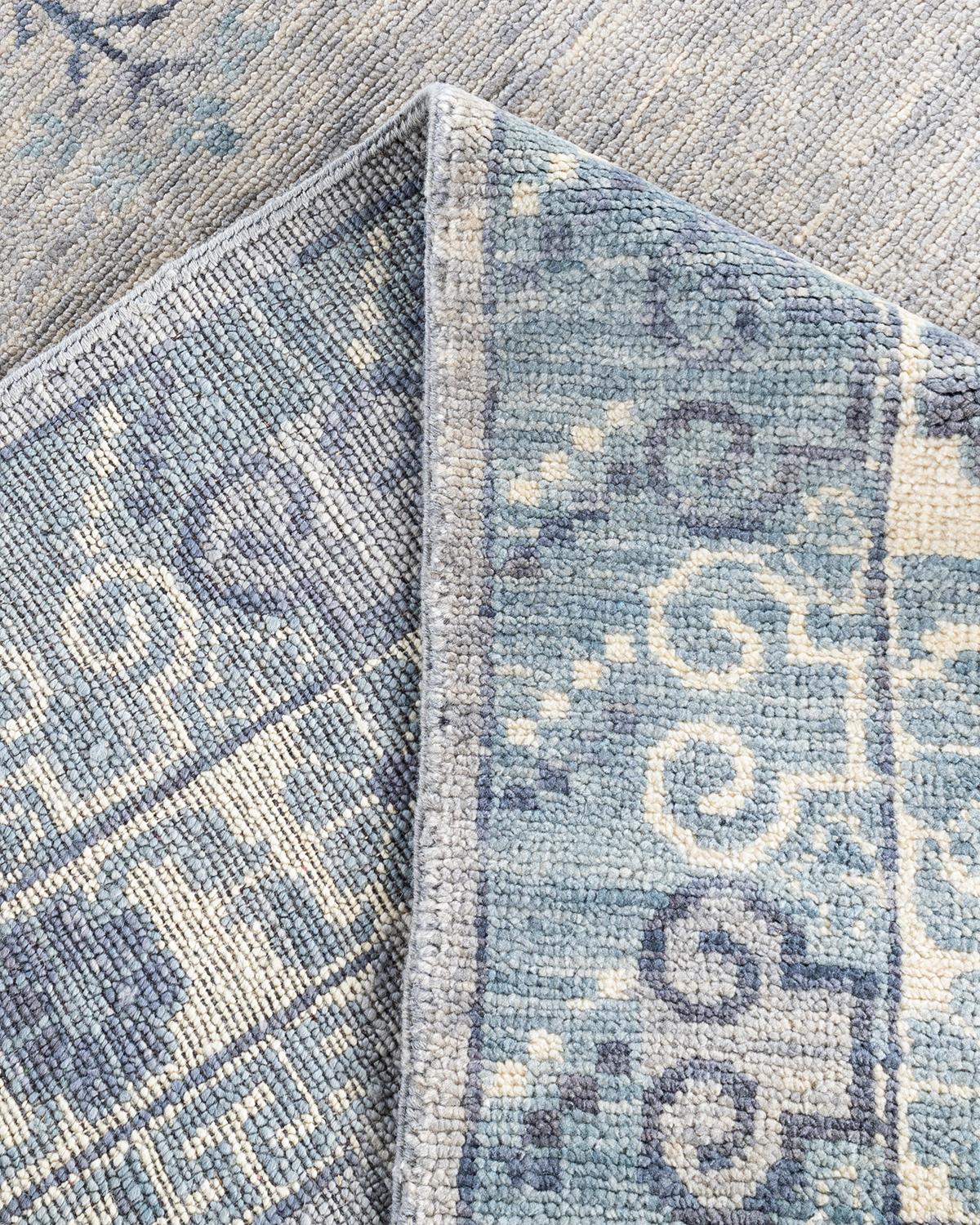 XXI secolo e contemporaneo Contemporary Modern Hand Knoted Abstract Wool Gray Area Rugs 8' 1