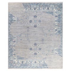 Contemporary Modern Hand Knotted Abstract Wool Gray Area Rug 8' 1" x 9' 8"