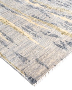Contemporary Modern Hand Knotted Abstract Wool Gray Area Rug 8' 4" x 10' 1"