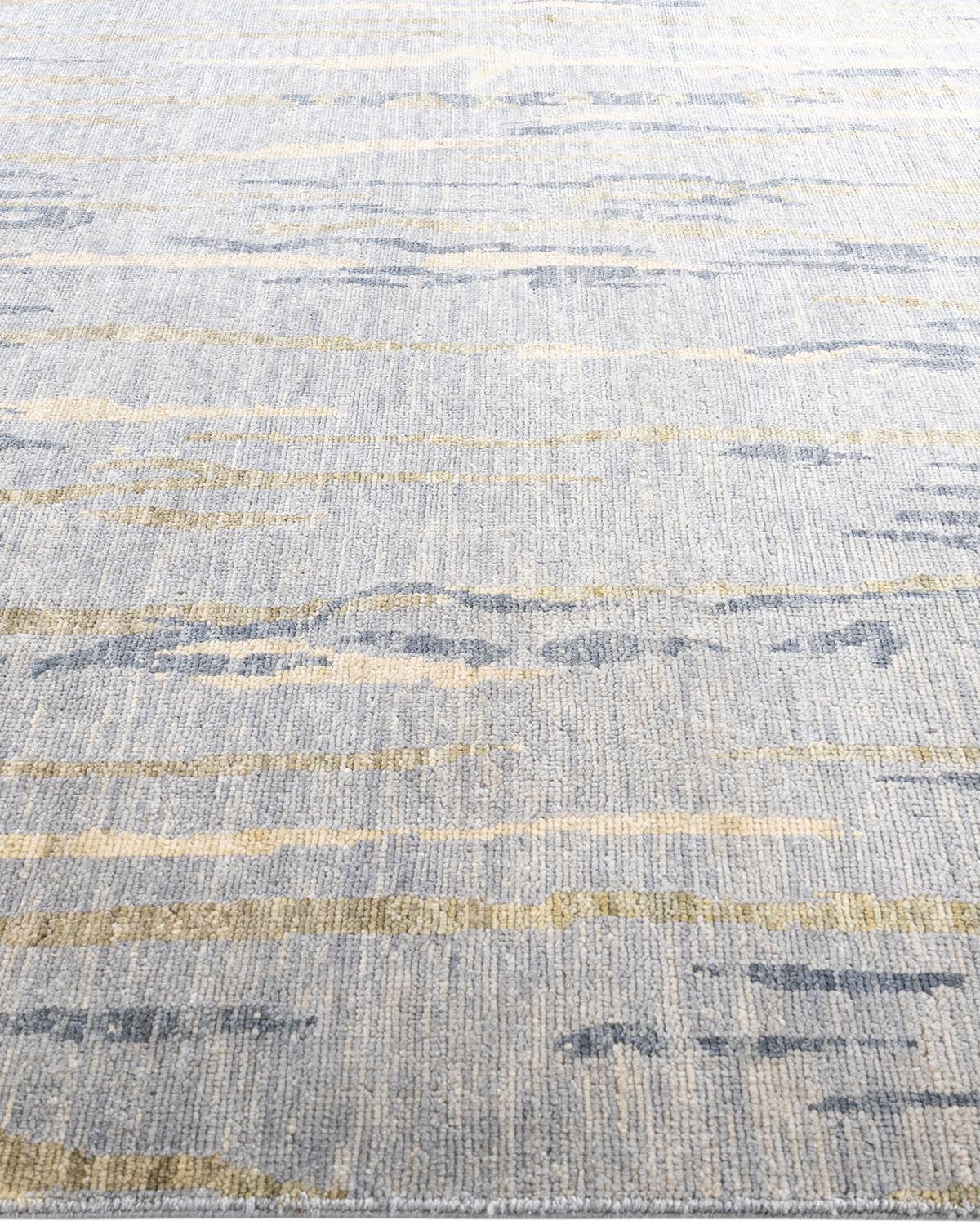 Annodato a mano Tappeto moderno e contemporaneo in lana astratta annodata a mano di colore grigio 8' 4