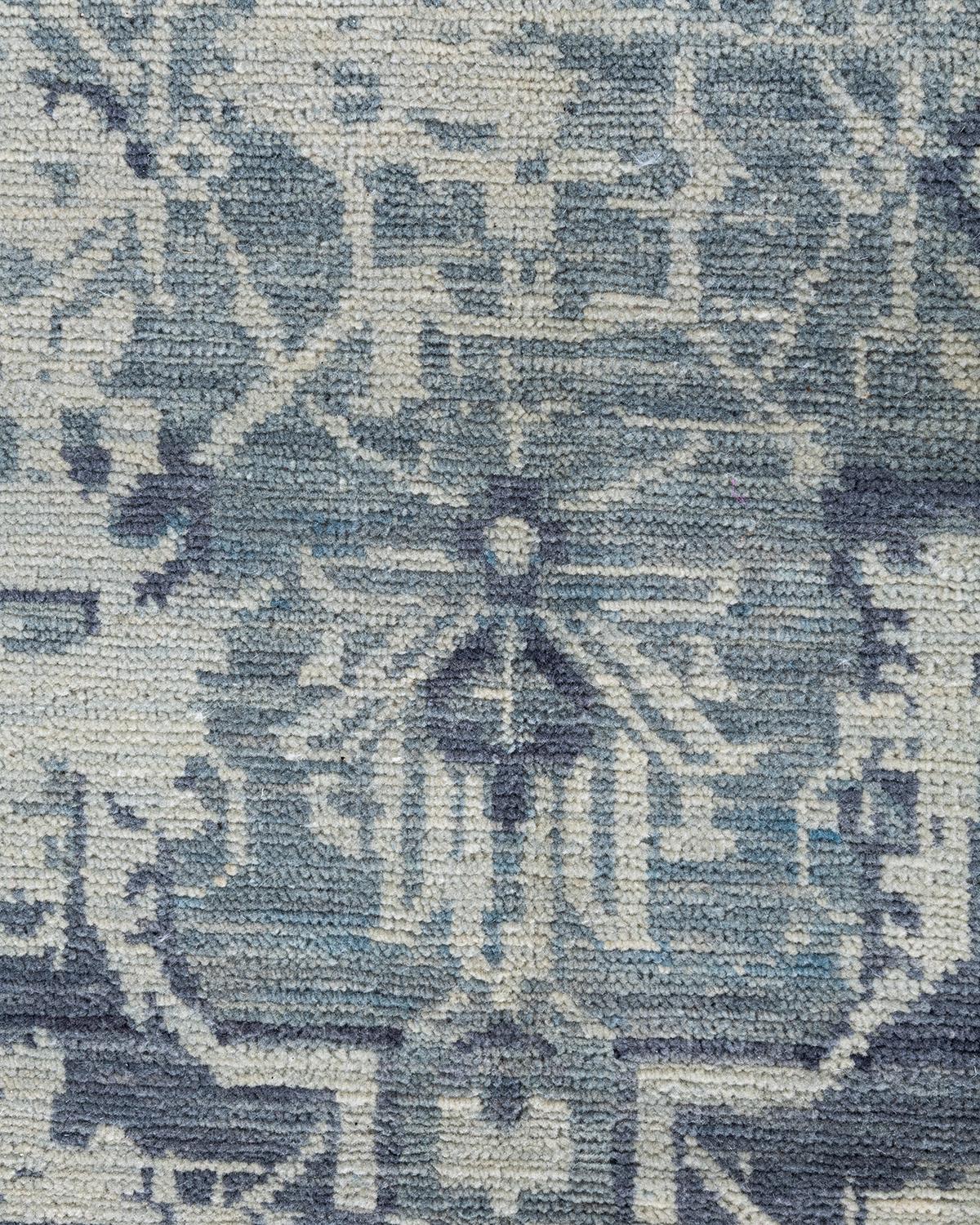Indian Contemporary Modern Hand Knotted Abstract Wool Sand Area Rug 8' 10