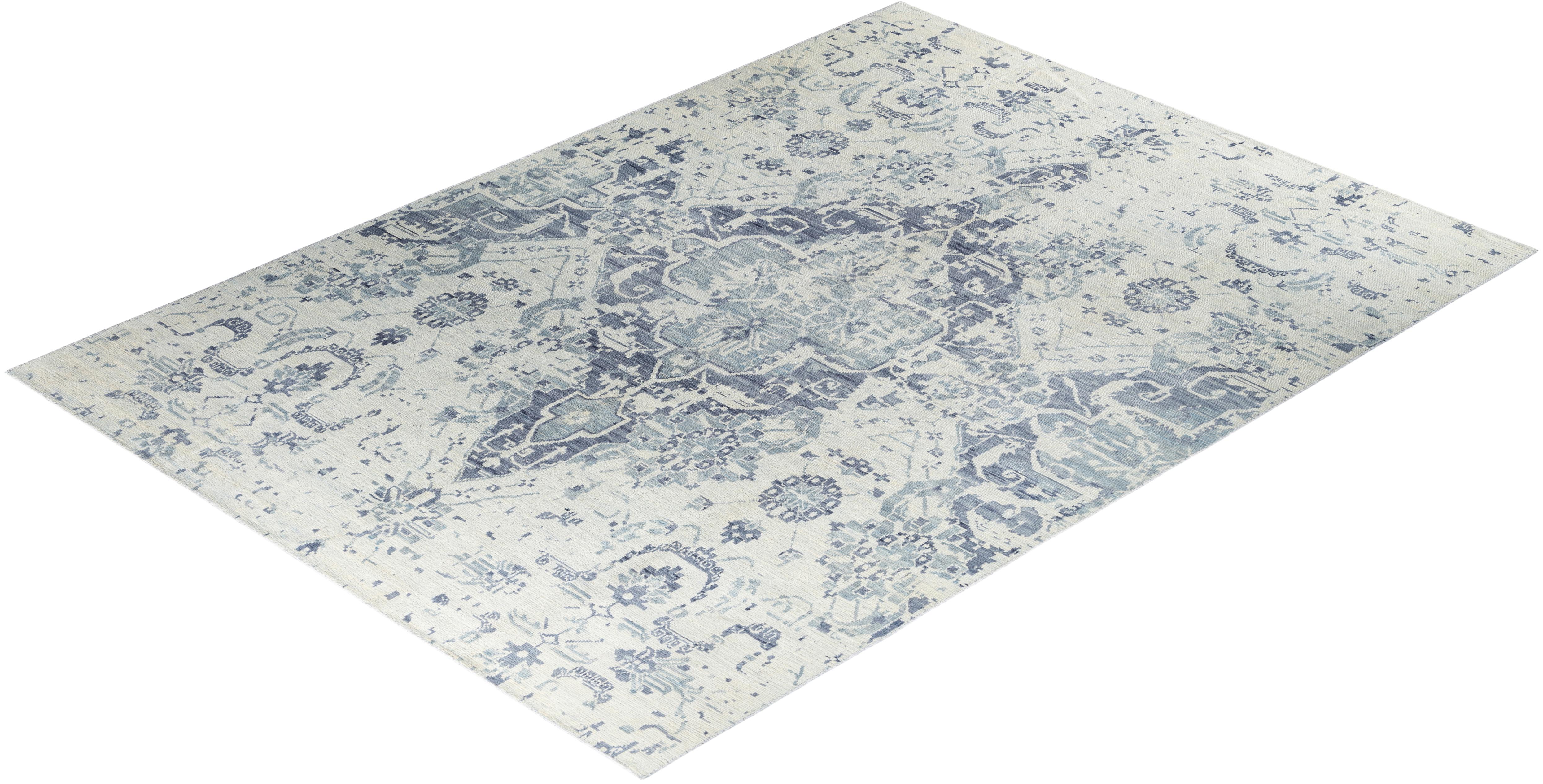 Contemporary Modern Hand Knotted Abstract Wool Sand Area Rug 8' 10