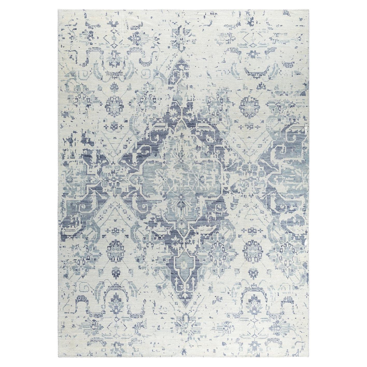 Contemporary Modern Hand Knotted Abstract Wool Sand Area Rug 8' 10" x 11' 10" For Sale