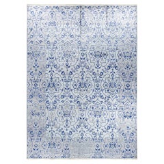 Contemporary Modern Hand Knotted Floral Silk Beige Area Rug 9' 0" x 12' 4"