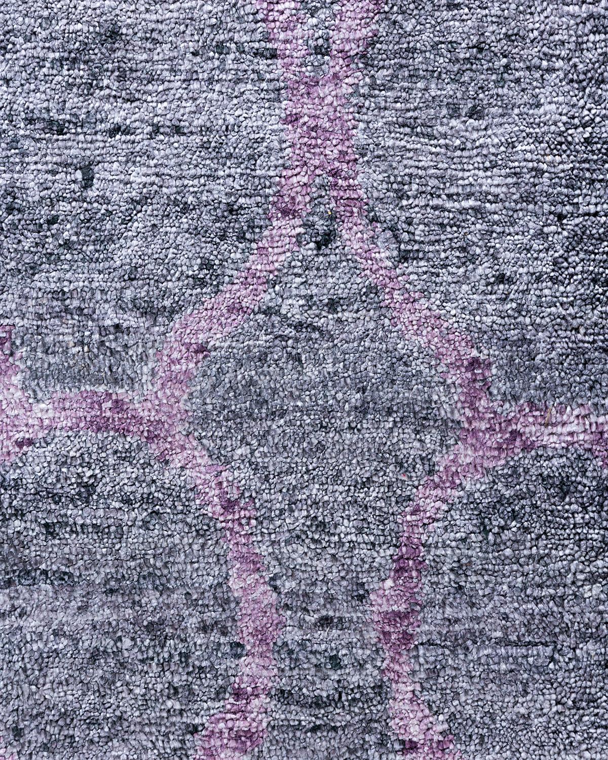 Contemporary Modern Hand Knotted Floral Silk Gray Area Rug 7' 10
