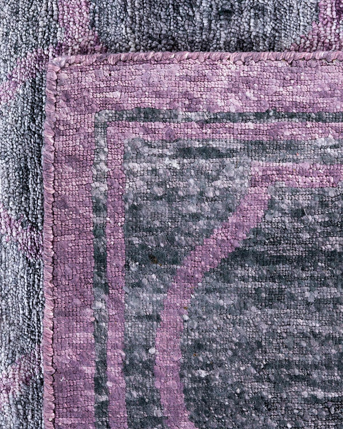 Contemporary Modern Hand Knotted Floral Silk Gray Area Rug 7' 10