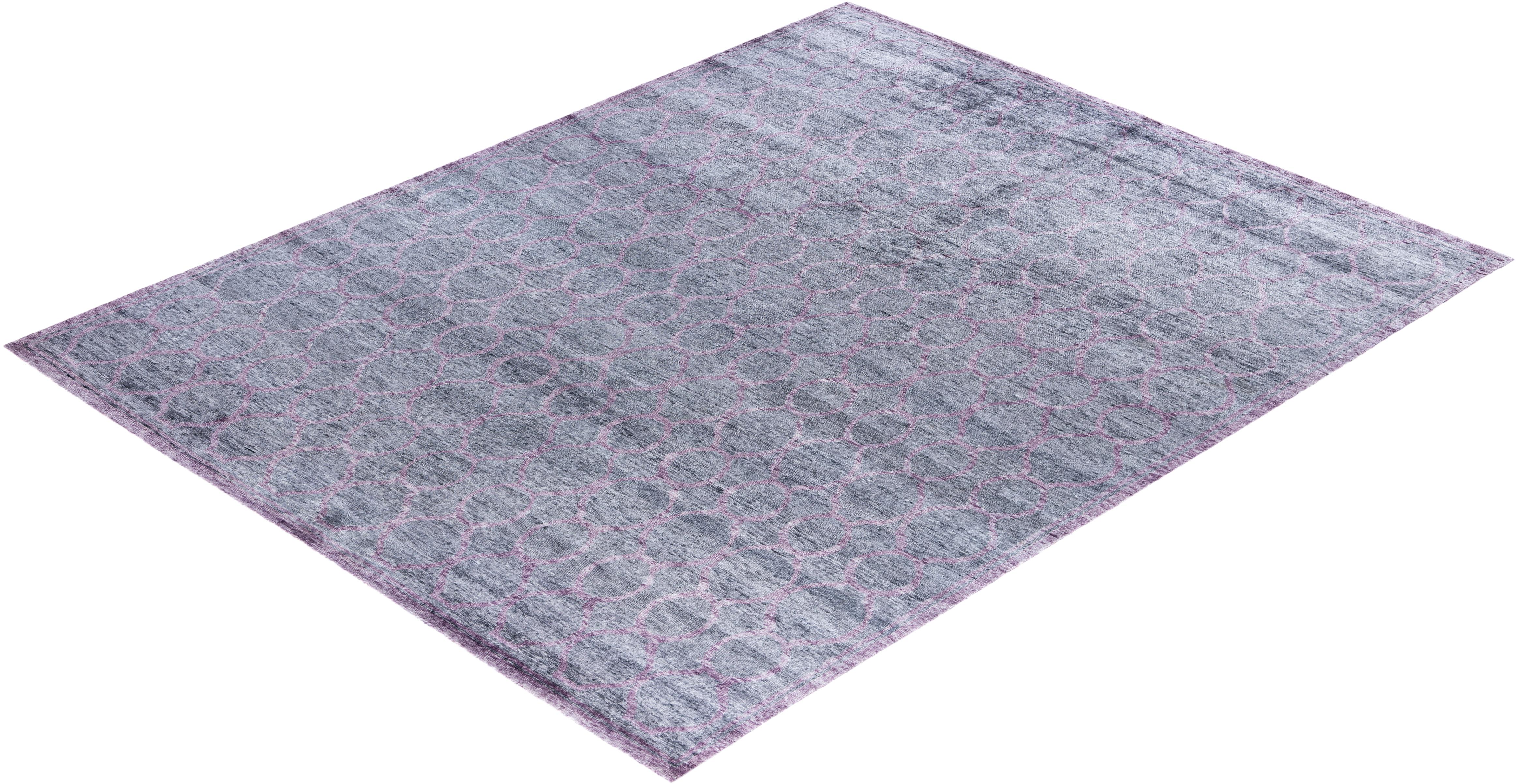 Contemporary Modern Hand Knotted Floral Silk Gray Area Rug 7' 10