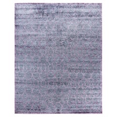 Contemporary Modern Floral Floral Silk Gray Area Rug 7' 10" x 10' 1" (tapis de sol)