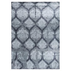 Contemporary Modern Hand Knotted Floral Silk Gray Area Rug 9' 2" x 12' 5"