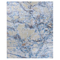 Contemporary Modern Floral Flotted Hand Silk & Wool Beige Area Rug 8' 2" x 10'0" (Tapis de sol beige en soie et laine)