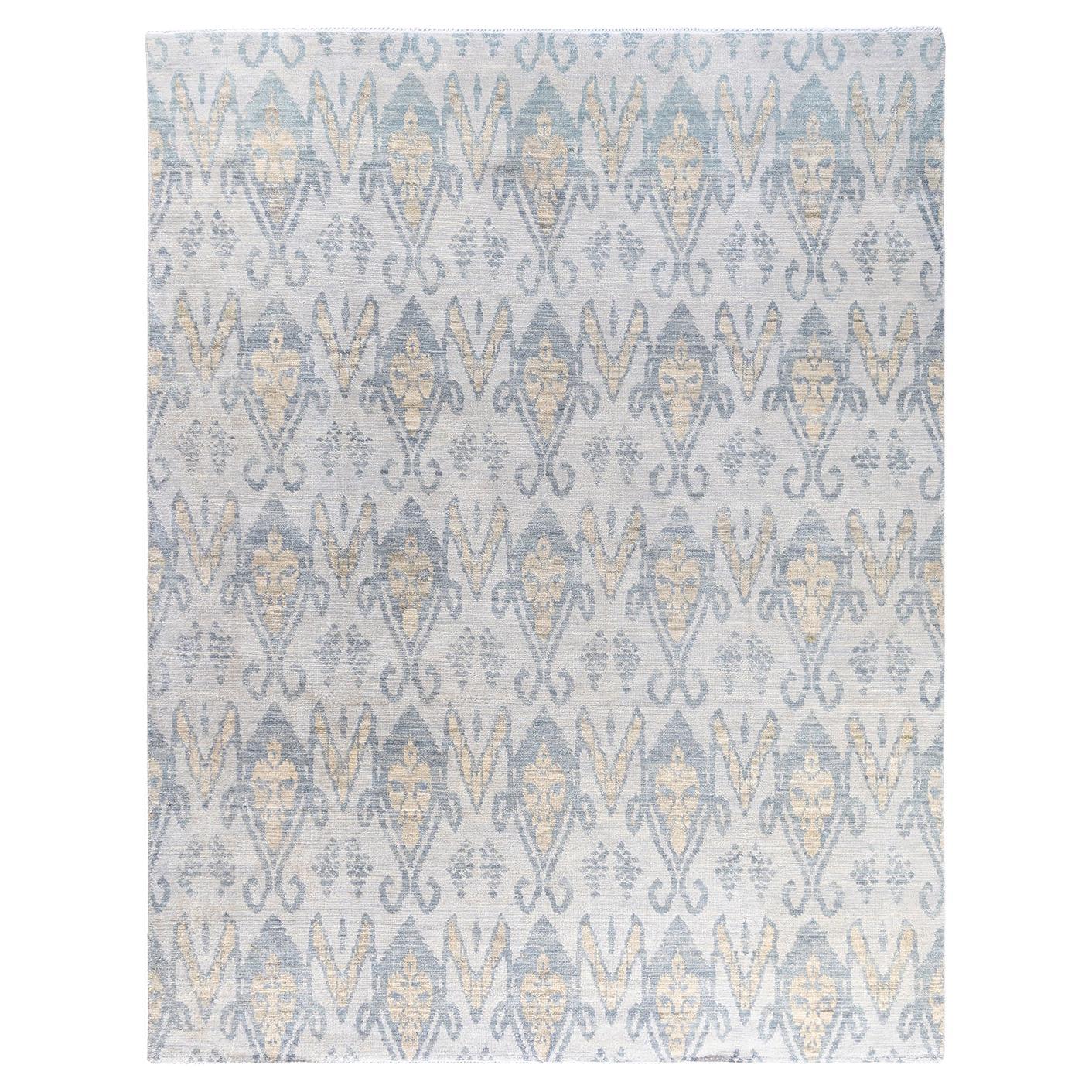 Contemporary Modern Hand Knotted Floral Wool Beige Area Rug 8' 1" x 10' 3"