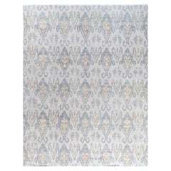 Contemporary Modern Hand Knotted Floral Wool Beige Area Rug 8' 1" x 10' 3"