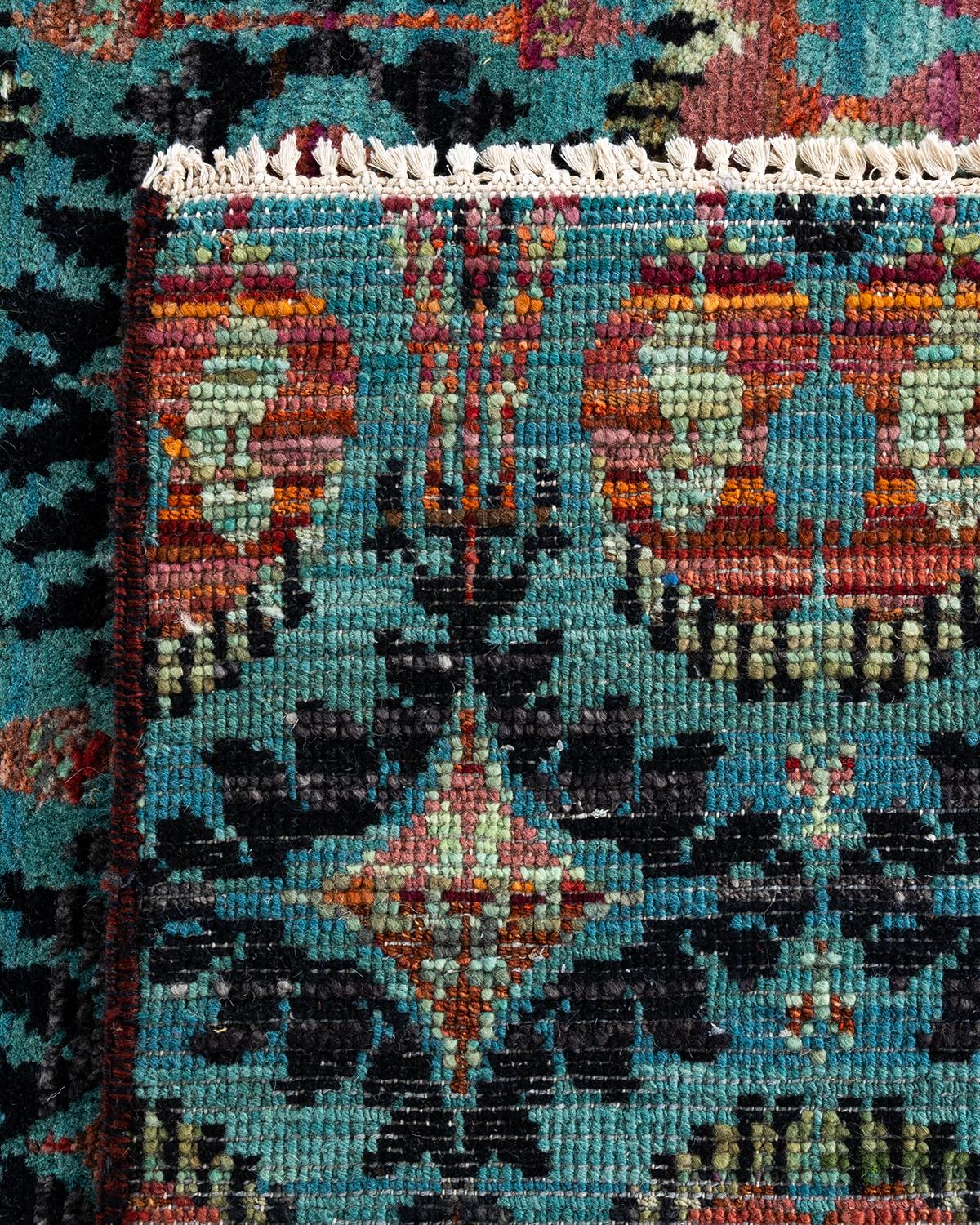 Contemporary Modern Hand Knots Rugs Floral Wool Black Area Rug 9' 2