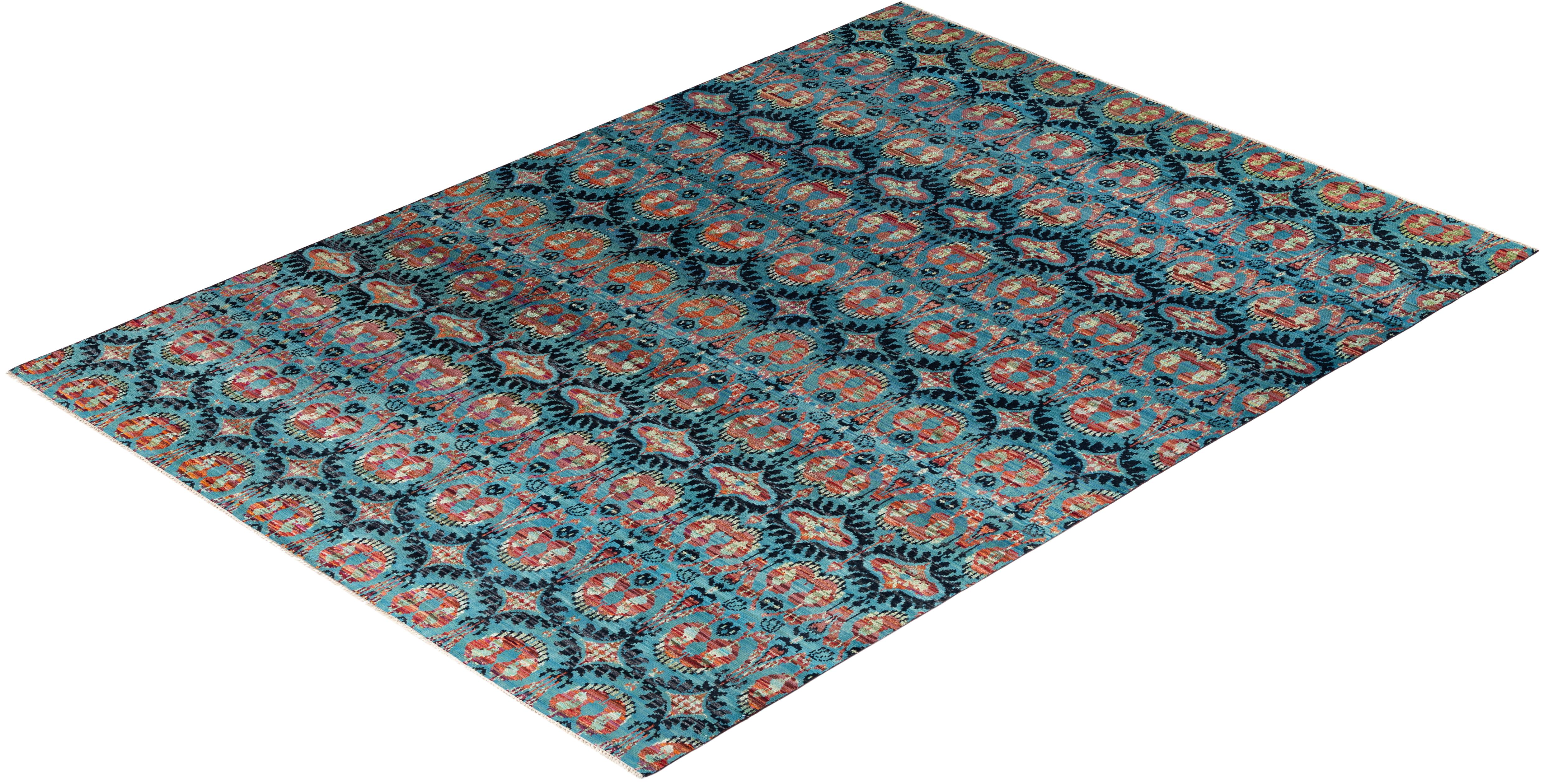 Contemporary Modern Hand Knots Rugs Floral Wool Black Area Rug 9' 2