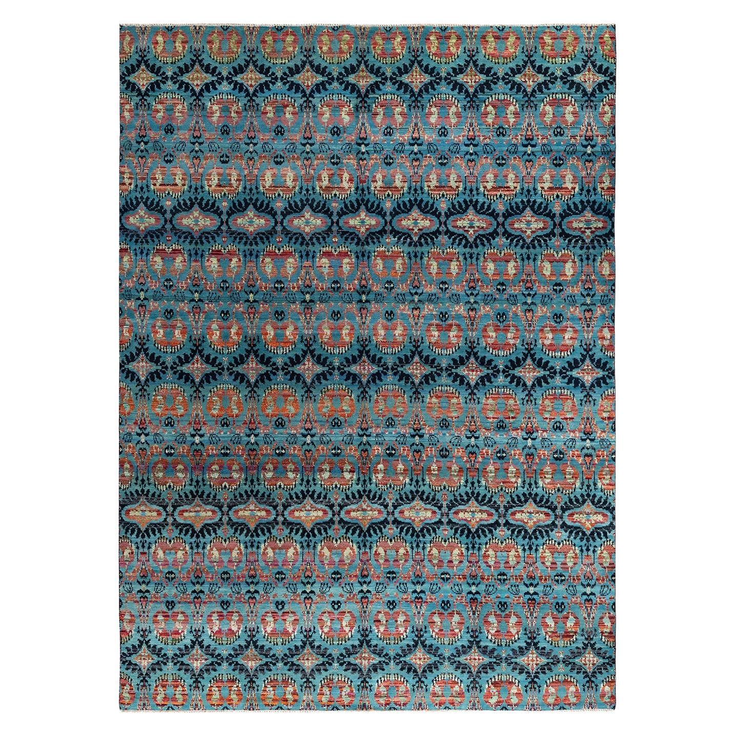 Contemporary Modern Hand Knots Rugs Floral Wool Black Area Rug 9' 2" x 12' 5"