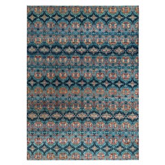 Contemporary Modern Hand Knotted Floral Wool Black Area Rug 9' 2" x 12' 5"