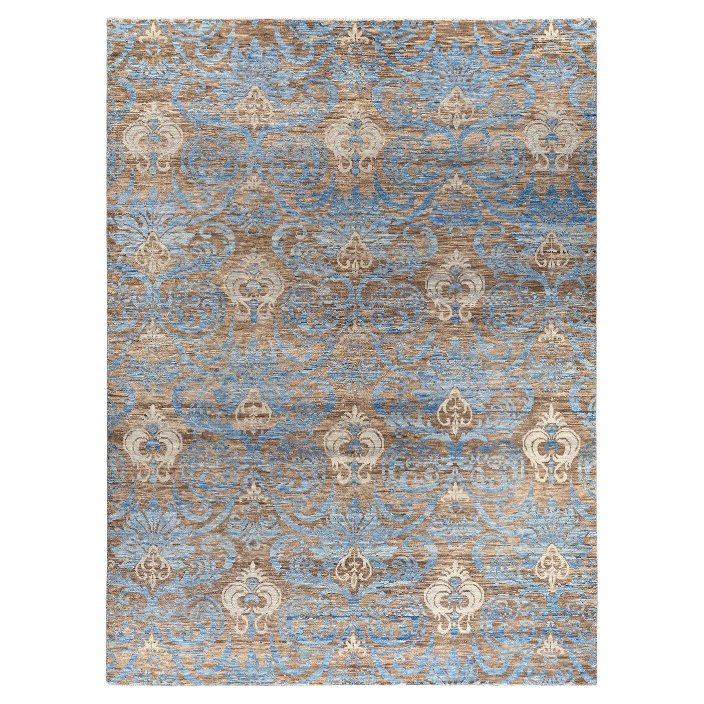 Contemporary Modern Hand Knotted Floral Wool Brown Area Rug 9' 2" x 12' 2"