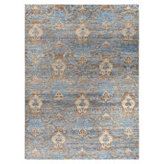 Contemporary Modern Hand Knotted Floral Wool Brown Area Rug 9' 2" x 12' 2"