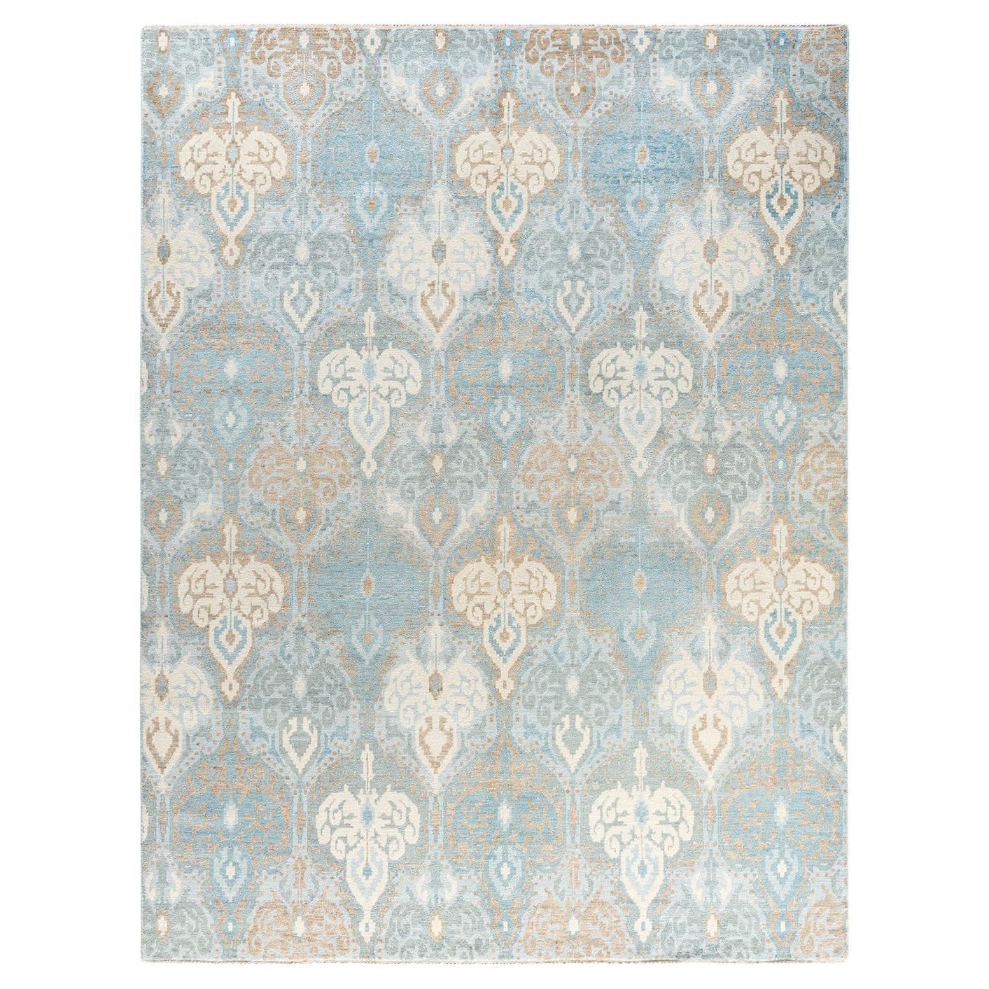 Contemporary Modern Hand Knotted Floral Wool Gray Area Rug 8' 1" x 10' 4"