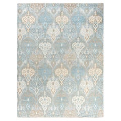 Contemporary Modern Hand Knotted Floral Wool Gray Area Rug 8' 1" x 10' 4"