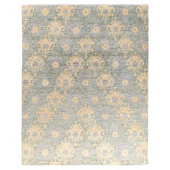 Contemporary Modern Hand Knotted Floral Wool Gray Area Rug 8' 2" x 10' 2"